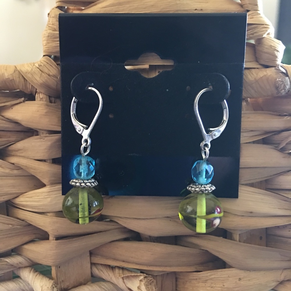 Handcrafted glass bead lever back earrings